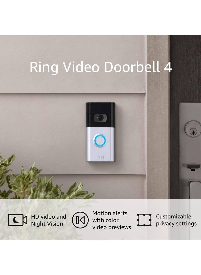 Ring Video Smart Wi-Fi Video Doorbell 4 - Satin Nickel