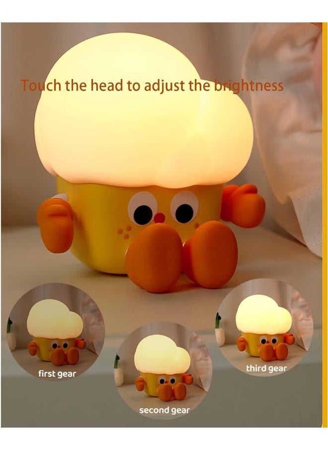 PopCorn Night Light Cute Light Up Silicone Dimmable Nursery Nightlight Rechargeable Bedside Touch Lamp