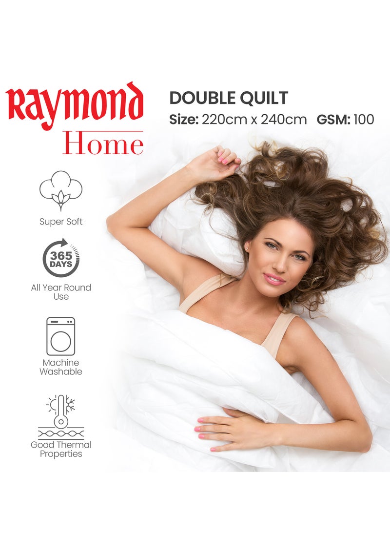 Raymond Home Microfiber Quilt All Season AC Soft Lightweight Blanket Double Bed Peach Finish  100 GSM - Slate (220 x 240 CM)