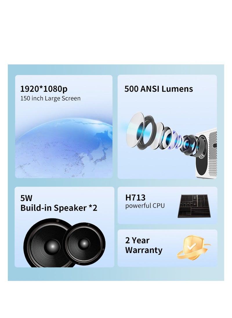 Projector H713 Home Convenient 1080P Ultra HD Projector Auto Focus Mobile Phone Wireless Cast Screen