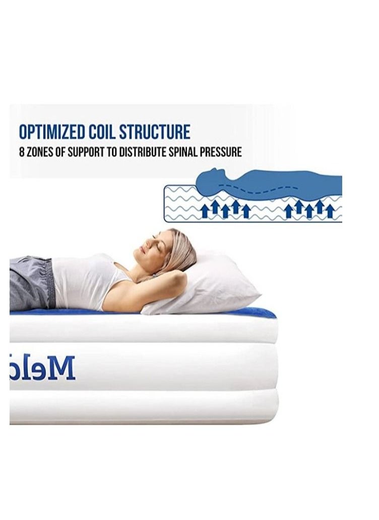 COOLBABY Inflatable Mattress with Built-in Pump approx. 45 cm Queen Size Double Height Inflatable Mattress with flocking top - Easy inflatable, waterproof, portable Household Inflatable Bed