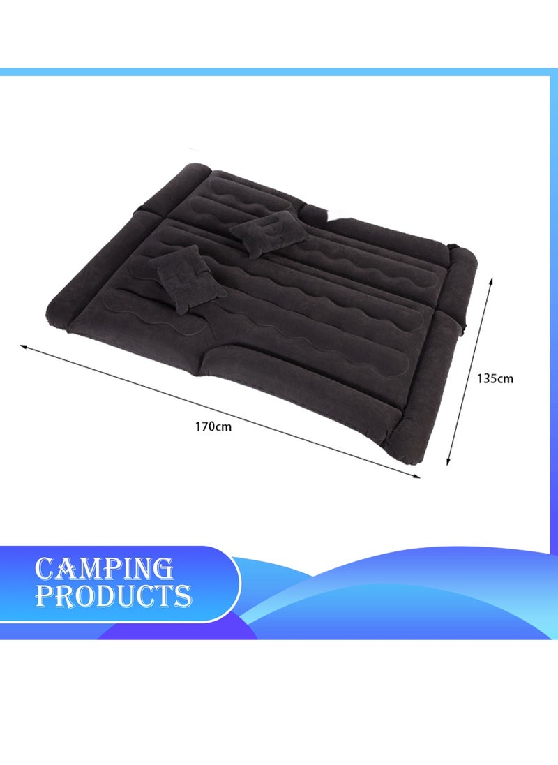 Inflatable Mattress with Pump Portable Outdoor Air Mattress Foldable Single Thickened Flocking Mattress for Outdoor and Home