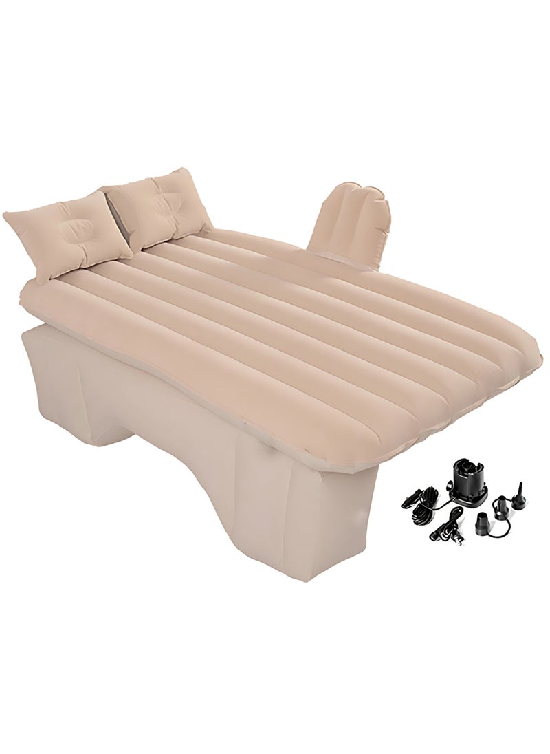 Inflatable Mattress with Pump Portable Outdoor Air Mattress Foldable Single Thickened Flocking Mattress for Outdoor and Home