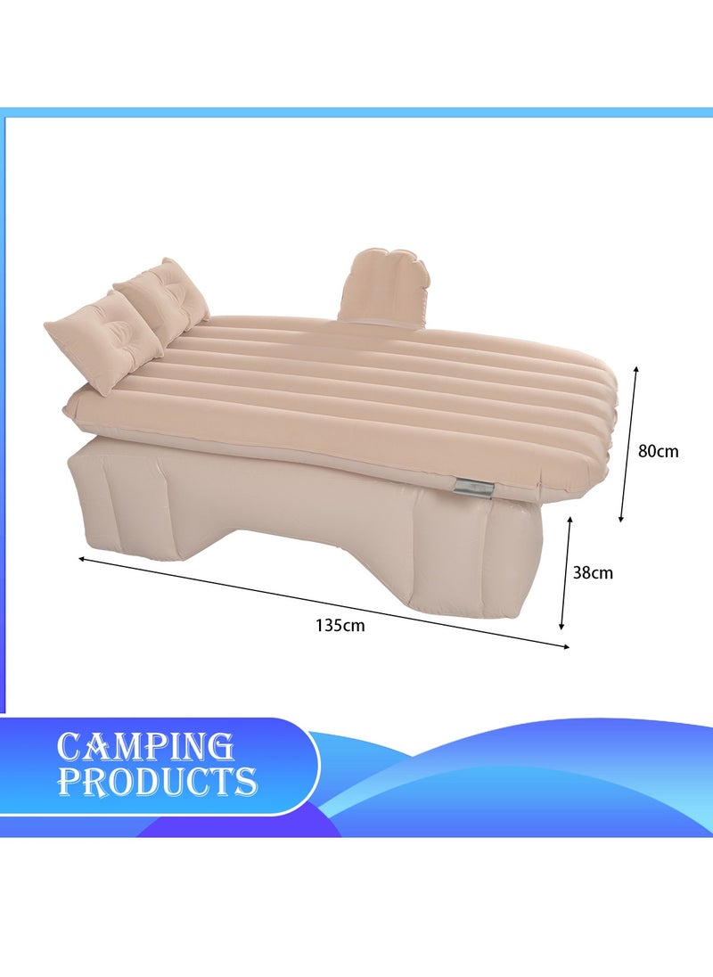 Inflatable Mattress with Pump Portable Outdoor Air Mattress Foldable Single Thickened Flocking Mattress for Outdoor and Home