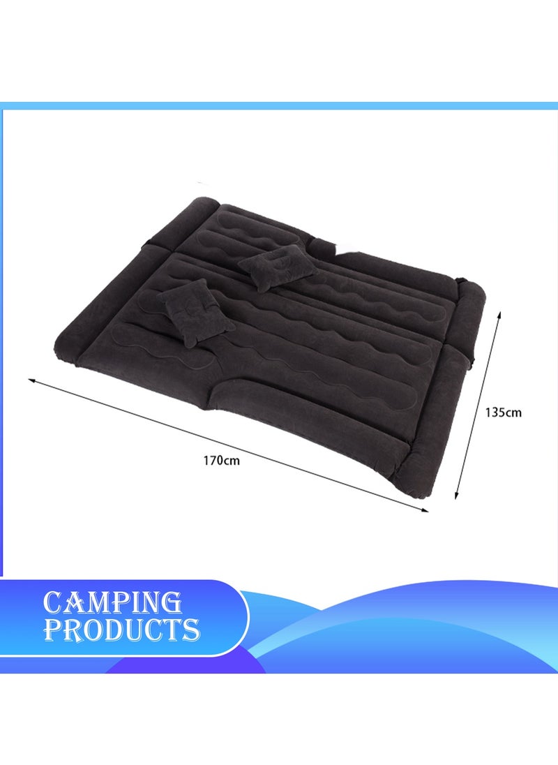 Inflatable Mattress with Pump Portable Outdoor Air Mattress Foldable Single Thickened Flocking Mattress for Outdoor and Home