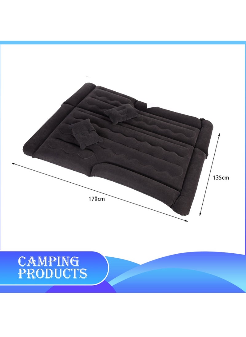 Inflatable Mattress with Pump Portable Outdoor Air Mattress Foldable Single Thickened Flocking Mattress for Outdoor and Home