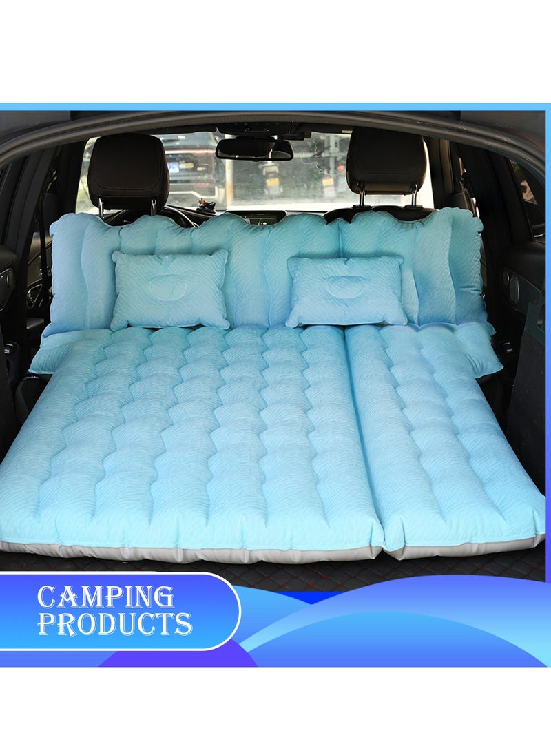 Inflatable Mattress with Pump Portable Outdoor Air Mattress Foldable Single Thickened Flocking Mattress for Outdoor and Home