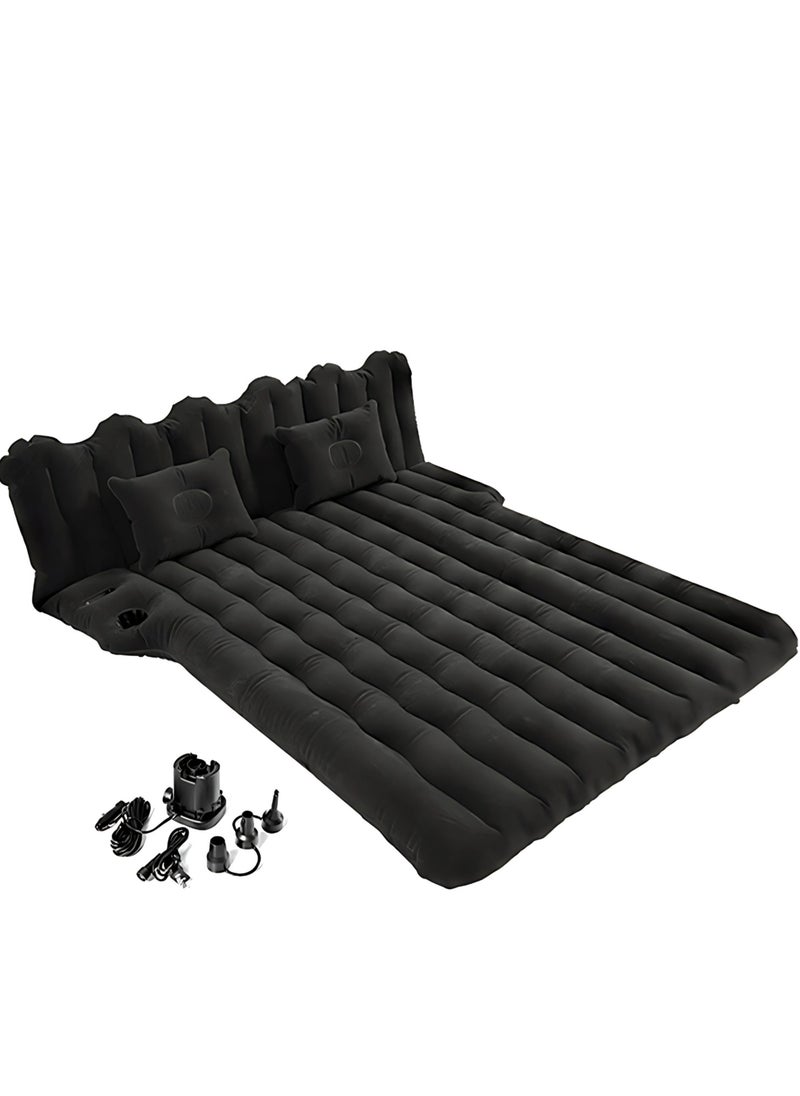 Inflatable Mattress with Pump Portable Outdoor Air Mattress Foldable Single Thickened Flocking Mattress for Outdoor and Home