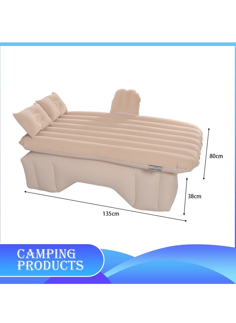 Inflatable Mattress with Pump Portable Outdoor Air Mattress Foldable Single Thickened Flocking Mattress for Outdoor and Home