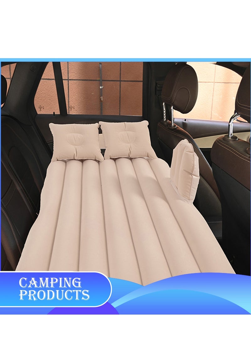 Inflatable Mattress with Pump Portable Outdoor Air Mattress Foldable Single Thickened Flocking Mattress for Outdoor and Home