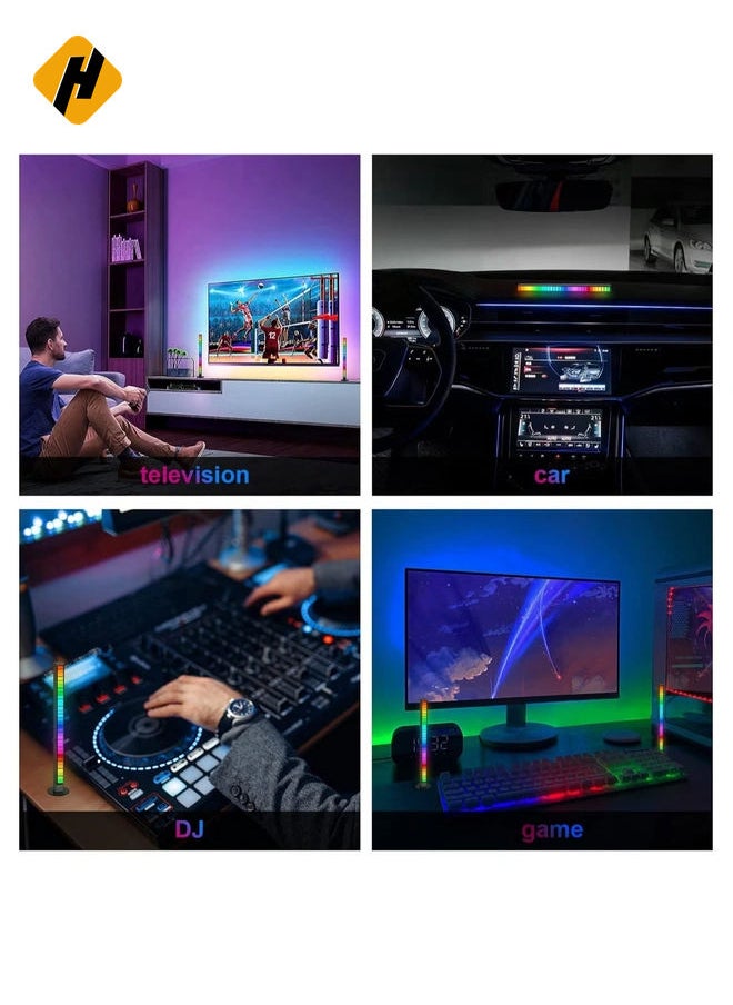 RGB Sound Control Light, 2 Pcs Rechargeable Voice-Activated Pickup Rhythm Creative Colorful LED Ambient 32 Bit Music for Car Laptop Party Outdoor Gaming