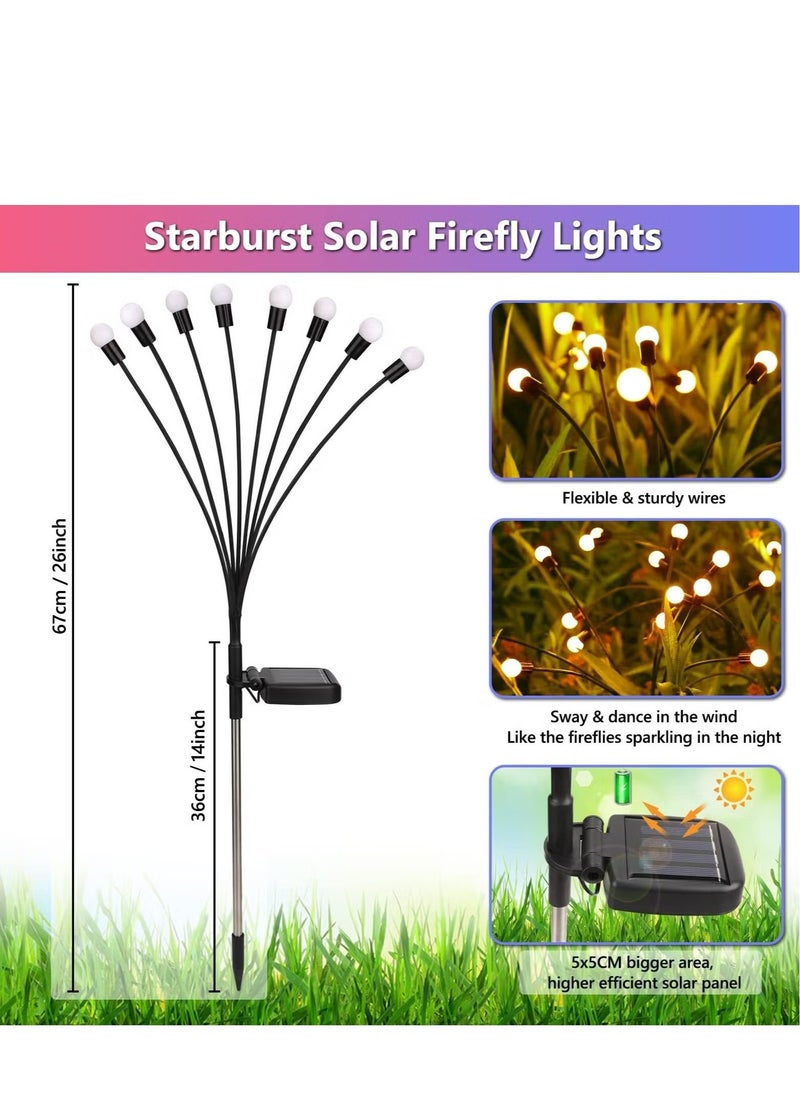 AWALOR  Hard Thorn Solar Firefly Lights 4 packs of 8 LED Solar Swing Lights Solar Garden Lights Waterproof Solar Firefly Lights Outdoor Solar Garden Decorative Lights