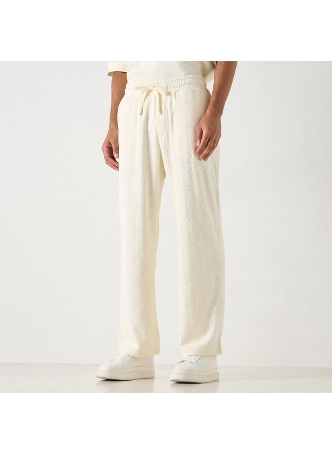 Starter All-Over Monogram Detail Track Pants with Drawstring Closure and Pockets