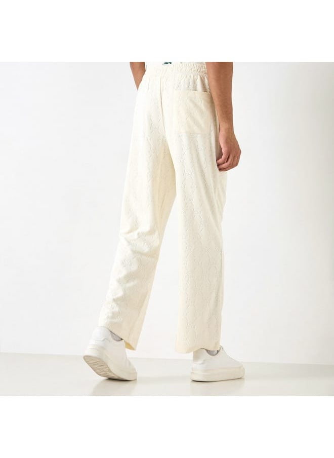 Starter All-Over Monogram Detail Track Pants with Drawstring Closure and Pockets