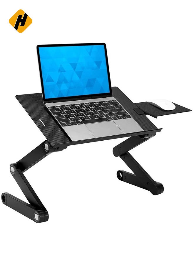 ELTERAZONE Adjustable Laptop Stand with Built-in Cooling Fans and Mouse Pad Tray, Easy to Use Ergonomic Laptop Stand for Bed, Couch, and Table, Portable and Lightweight