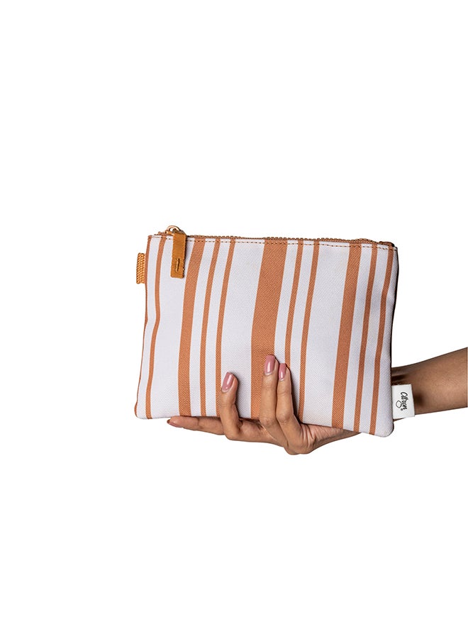 Brand Multipurpose Zipper Pouch Caramel - Everyday Lightweight, Plastic - Free Storage For Toiletries, Pens, Cosmetics, And More