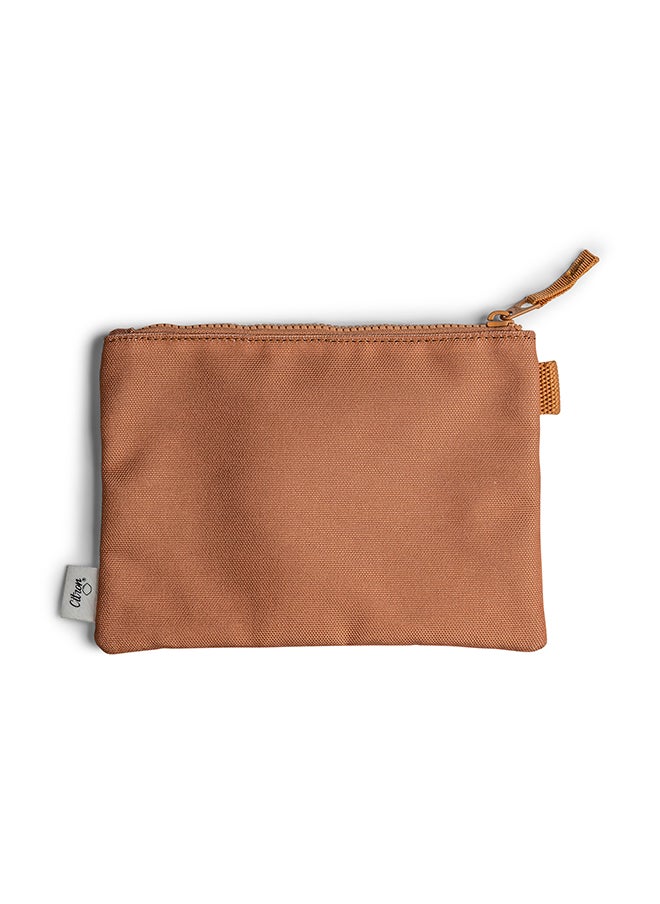 Brand Multipurpose Zipper Pouch Caramel - Everyday Lightweight, Plastic - Free Storage For Toiletries, Pens, Cosmetics, And More