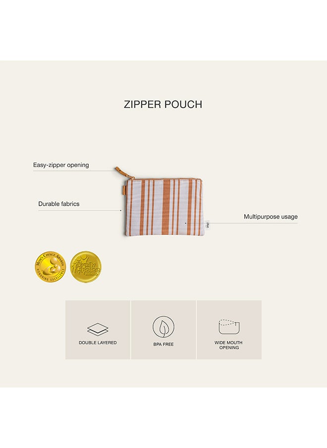 Brand Multipurpose Zipper Pouch Caramel - Everyday Lightweight, Plastic - Free Storage For Toiletries, Pens, Cosmetics, And More