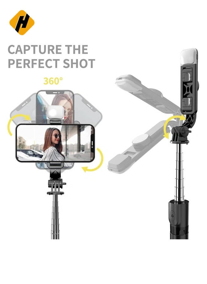 Selfie Stick,Extendable Selfie Stick Tripod，With wireless remote control and fill light，Compact Size & Lightweight with All Cell Phone