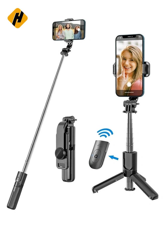 selfie stick Mini Fashion Selfie Stick Tripod Stand Multi-functional Compact Bluetooth Selfie Stick with Non-Slip Tripod, Compatible with Mi/Iphone/Oppo/Vivo/OnePlus/Samsung for Travel Online Class O