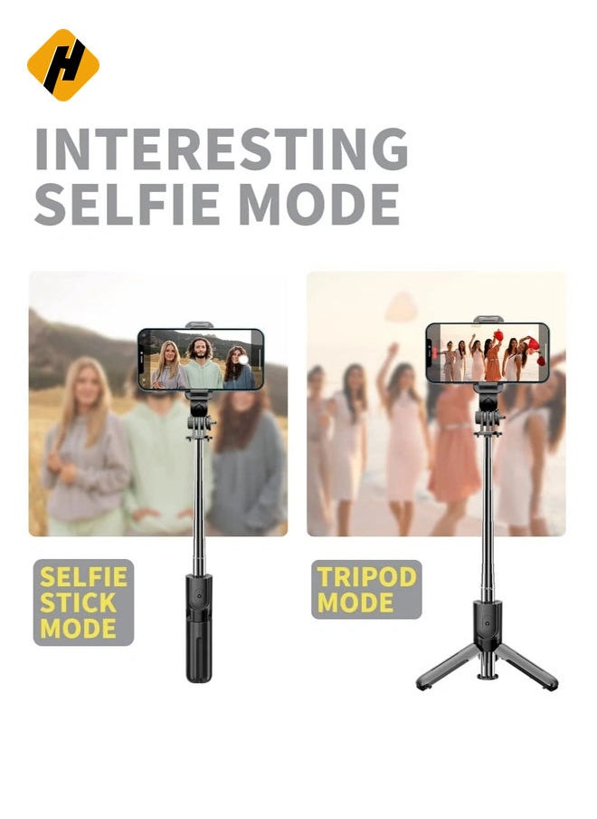 selfie stick Mini Fashion Selfie Stick Tripod Stand Multi-functional Compact Bluetooth Selfie Stick with Non-Slip Tripod, Compatible with Mi/Iphone/Oppo/Vivo/OnePlus/Samsung for Travel Online Class O