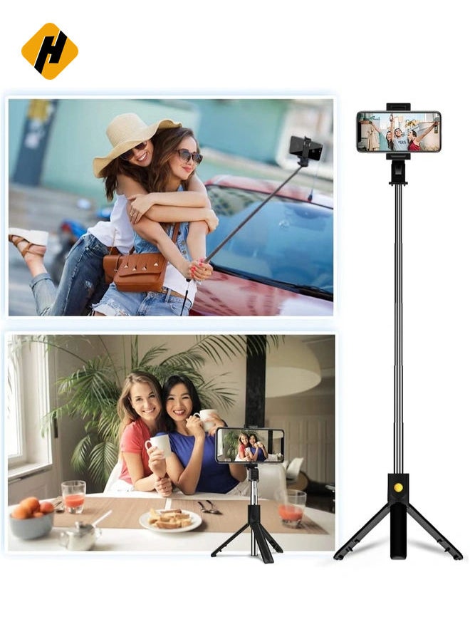 Selfie Stick Tripod, 3 in 1 Extendable Selfie Stick Stand with Wireless Remote Phone Holder Compatible with Android Smartphone and iPhone