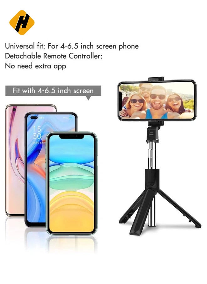 Selfie Stick Tripod, 3 in 1 Extendable Selfie Stick Stand with Wireless Remote Phone Holder Compatible with Android Smartphone and iPhone