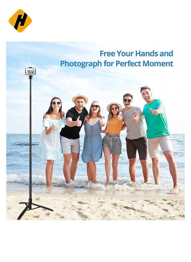 Long Selfie Stick,Reinforced Tripod Stand Upto 61 inch/156cm,Multi-function Bluetooth Selfie Stick with 1/4 Screw Compatible with Mobile Phone Camera for YouTube Photo Live Stream