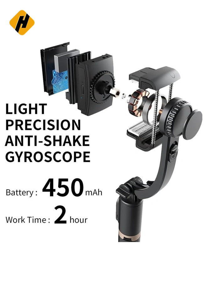 1-Axis Handheld Gimbal Stabilizer for Smartphone with Extendable Bluetooth Selfie Stick and Tripod, Multifunction Remote 360 Degree Automatic Rotation