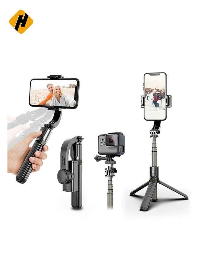 1-Axis Handheld Gimbal Stabilizer for Smartphone with Extendable Bluetooth Selfie Stick and Tripod, Multifunction Remote 360 Degree Automatic Rotation