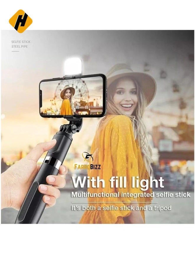 Foldable Tripod Monopod Selfie Stick Blue tooth With Wireless Button Shutter Selfie Stick With LED For iOS Android