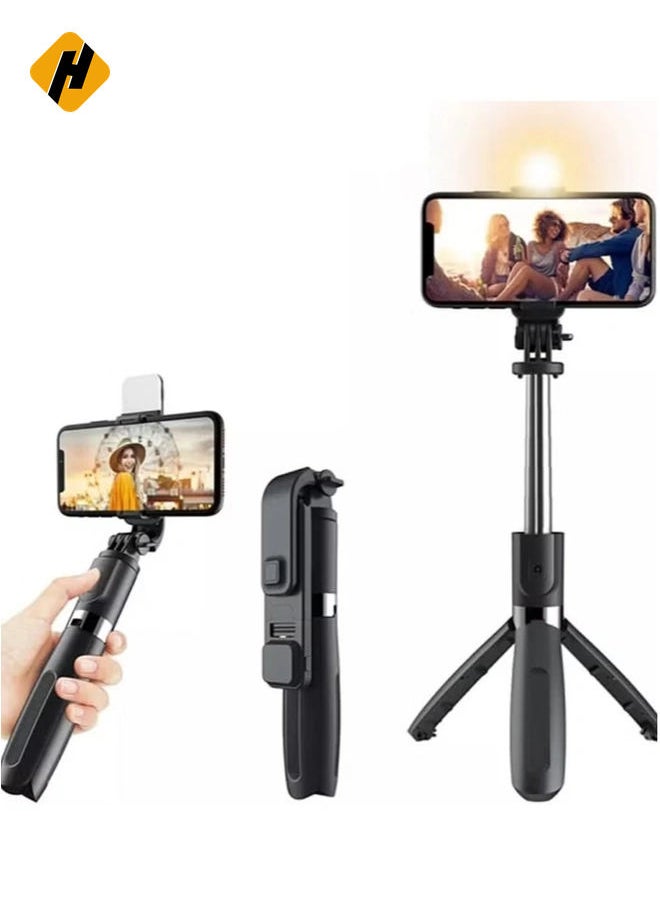 Foldable Tripod Monopod Selfie Stick Blue tooth With Wireless Button Shutter Selfie Stick With LED For iOS Android