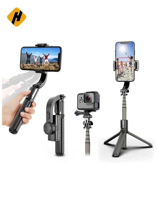 Selfie Stick Gimbal Stabilizer, 360° Rotation Tripod with Wireless Remote, Portable Phone Holder, Auto Balance 1-Axis Gimbal for Smartphones Tiktok Vlog Youtuber Live Video Record