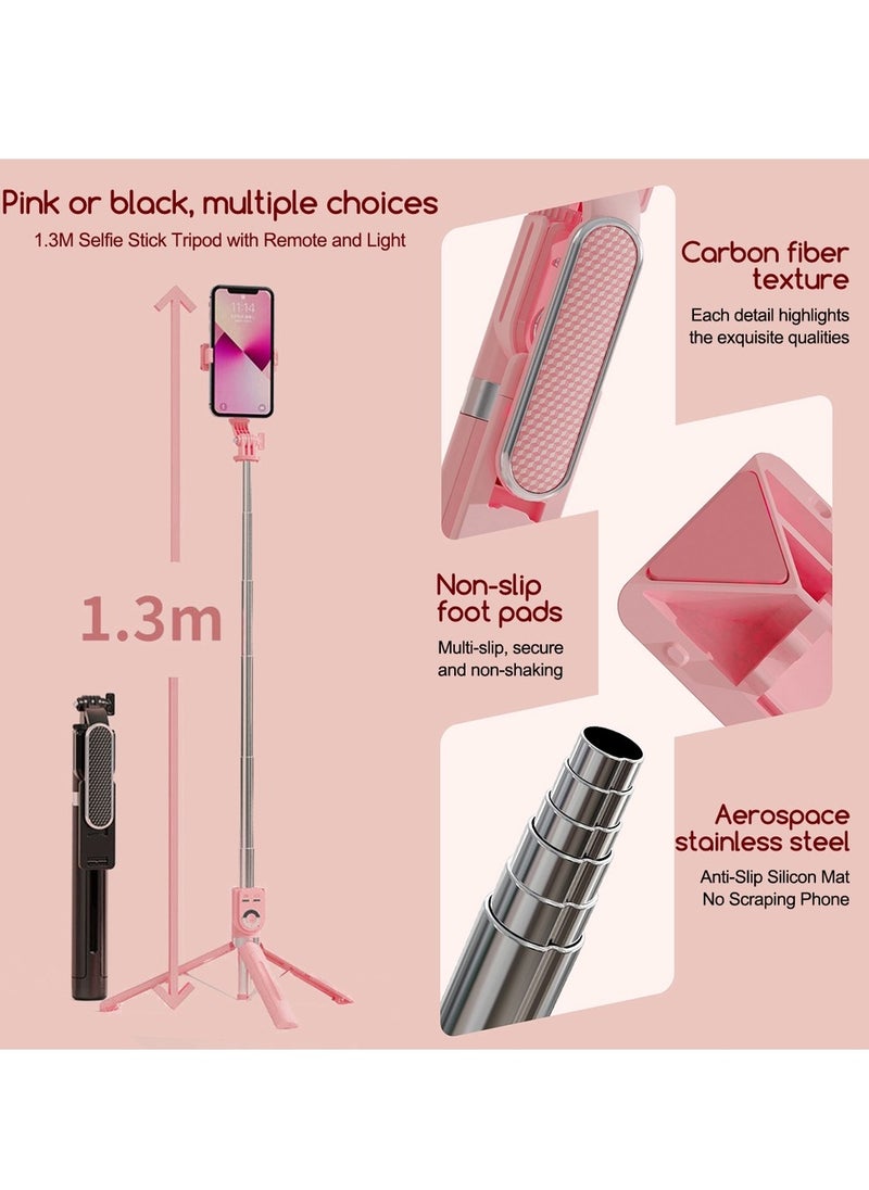 Extendable Selfie Stick with Remote, Black, 1.3 Meters