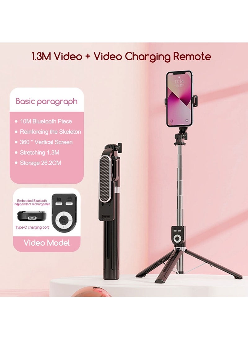 Extendable Selfie Stick with Remote, Black, 1.3 Meters