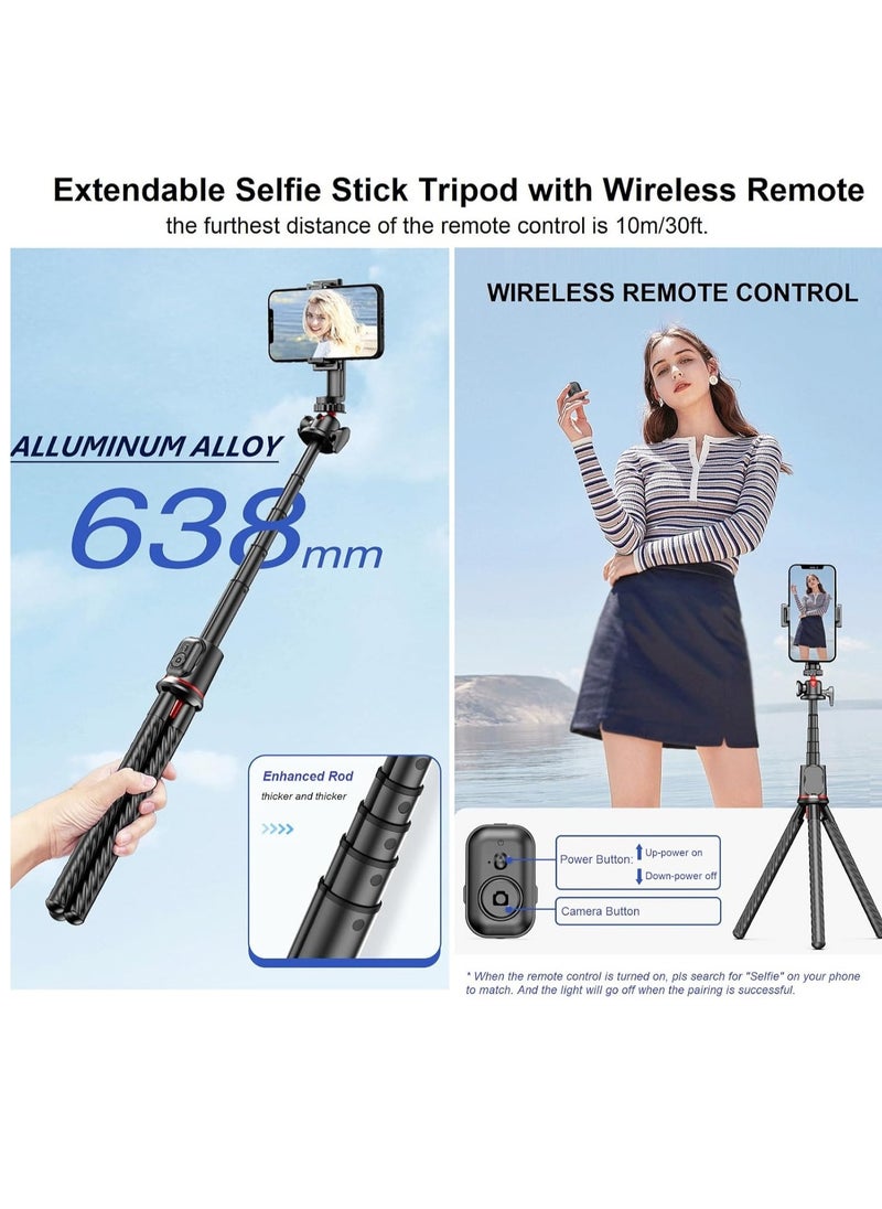 Flexible Phone Tripod Selfie Stick – Octopus Camera Stand with Remote, 360° Rotation, Extendable & Portable for iPhone & Android Video Recording