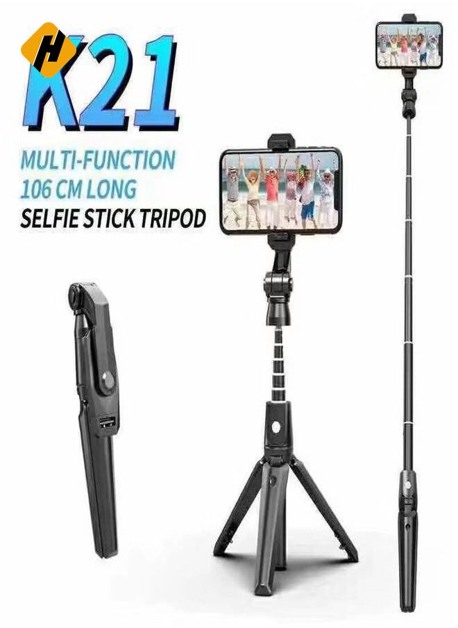 K21 Foldable Wireless Selfie Stick Tripod Wireless Bluetooth Selfie Stick Handheld Gimbal Tripod With Remote Control For IOS And Androids