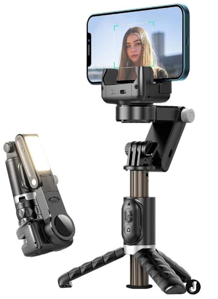 3-Axis Gimbal Stabilizer for Smartphone with Extendable Selfie Stick & Tripod – Face Tracking, 360° Rotation, Auto Balance, 4-in-1 Portable Tripod for iPhone/Android