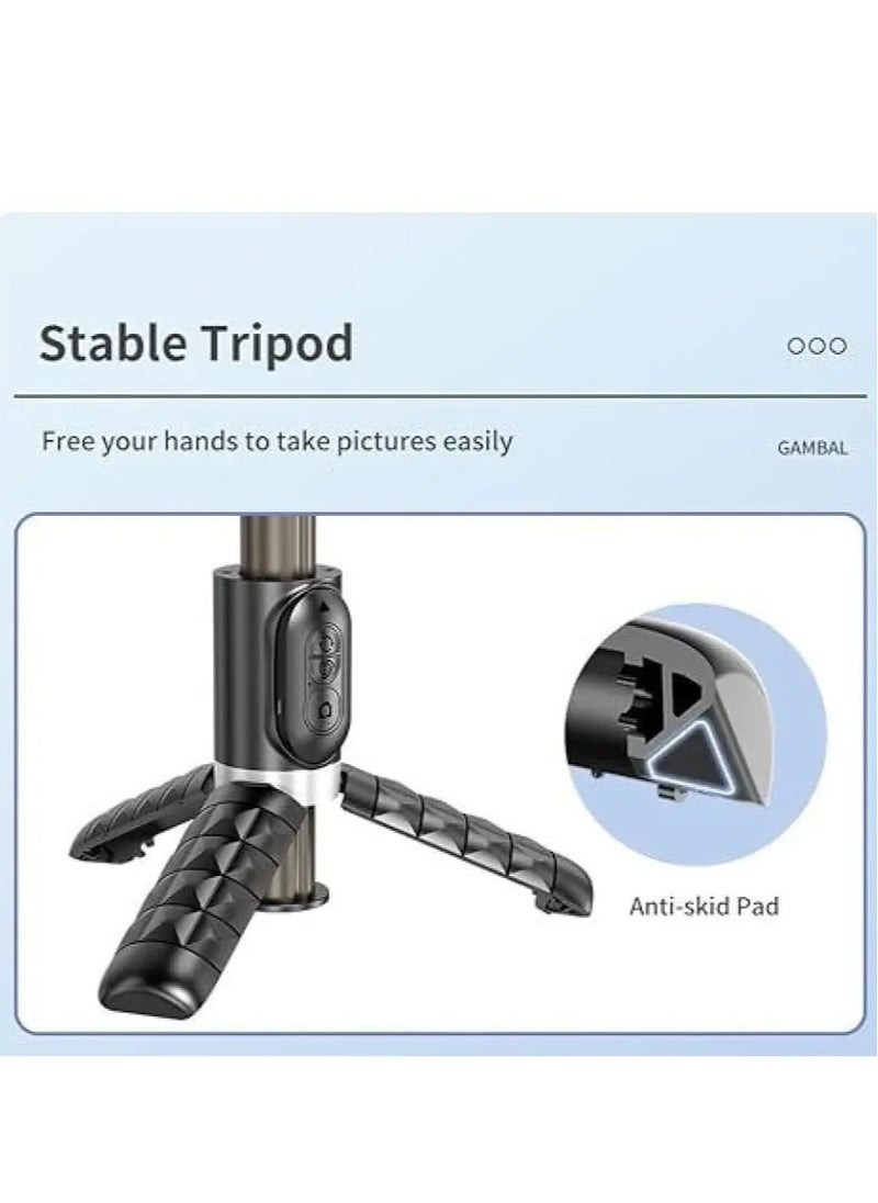 Gimbal Stabilizer Selfie Stick Tripod with Fill Light – 3-Axis Stabilization for iPhone, Cell Phones & Smartphones, Ideal for Vlogs & Live Streams