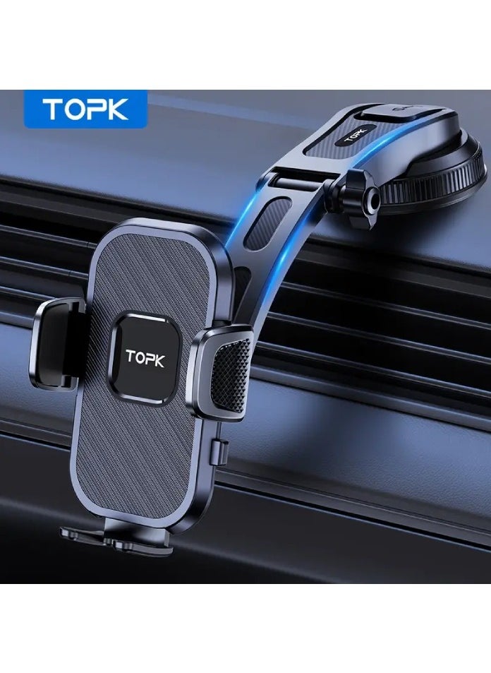 TOPK D38-C Car Phone Holder Mount, Upgraded Adjustable Horizontally And Vertically Cell Phone Holder For Car Dashboard Compatible With All Phones