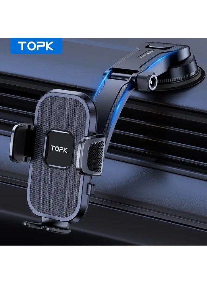 TOPK D38-C Car Phone Holder Mount, Upgraded Adjustable Horizontally And Vertically Cell Phone Holder For Car Dashboard Compatible With All Phones