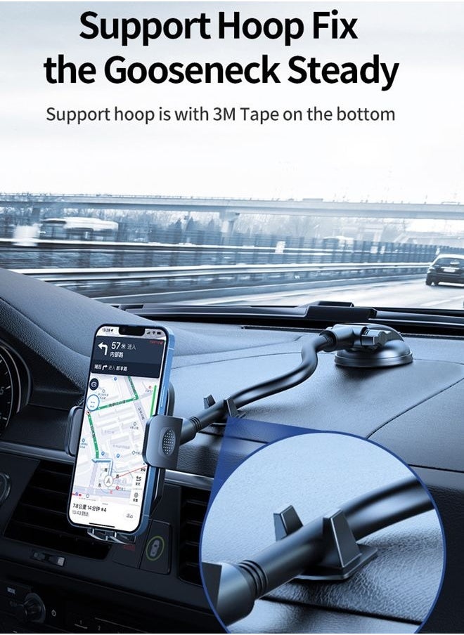 Long Arm Car Phone Holder Dashboard Windshield Air Vent Car Phone Mount Anti Shake Strong Suction Car Mobile Holder Rotatable Car Phone Stand Cell Phone Holder for Car with Air Vent Clip For All Phone