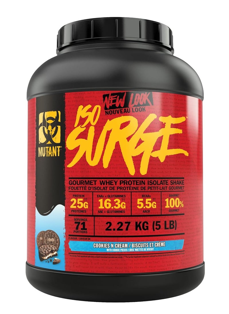 Mutant, ISO Surge, Whey Protein Isolate, 5Lbs, Cookies N Cream, 71 Servings