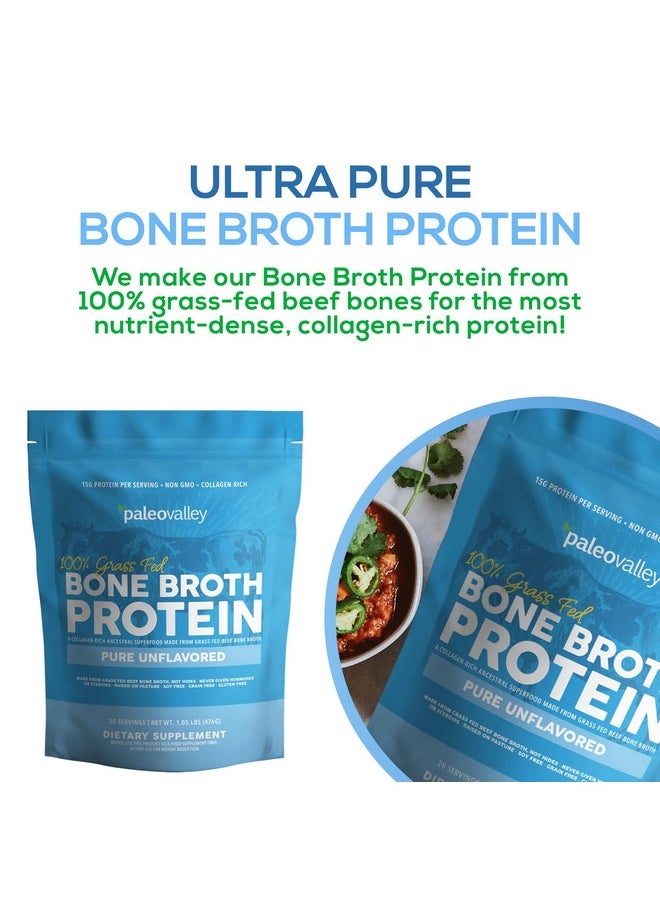 100% Grass Fed Beef Bone Broth Protein Powder Rich In Collagen Peptides For Hair Skin Gut Health Bone And Joint Support 28 Servings 15G Protein Per Serving No Gluten Or Gmos