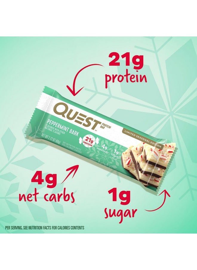 Peppermint Bark Protein Bar 21G Protein 4G Net Carb 1G Sugar Gluten Free 12 Count