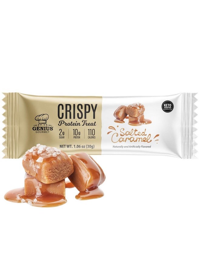 Gluten Free Crispy Protein Treat Keto Snack Low Carb Low Sugar (Salted Caramel 10 Count (Pack Of 1))