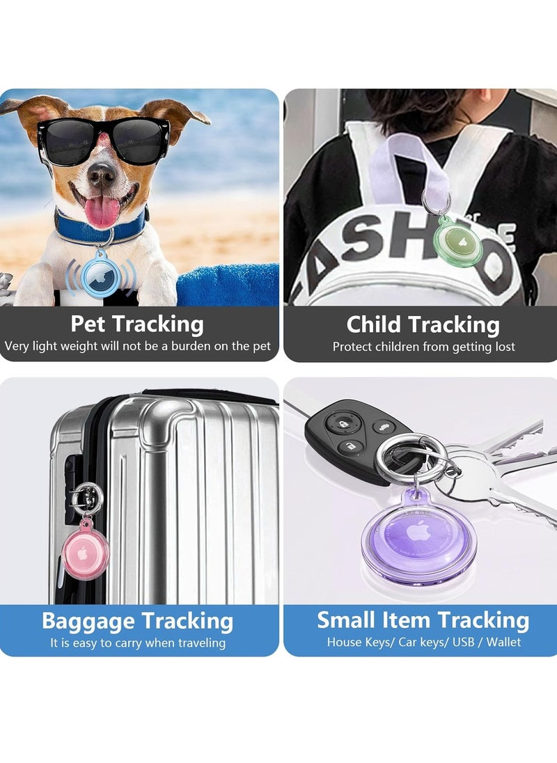 4-Pack Airtag Holder, Waterproof 4-Pack Airtag Protective Case With Airtag Keychain, Air Tag Holder Is Shockproof And Scratch-Resistant For Pet Tracking, Bags, Children, Keys, Luggage (Set 4)