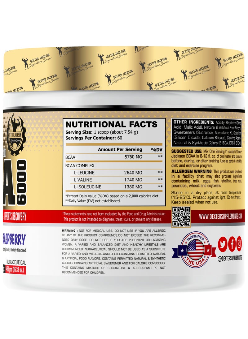 Gold Series BCAA 6000 - Boosts Muscle Recovery & Performance (Blue Raspberry, 60 Servings)