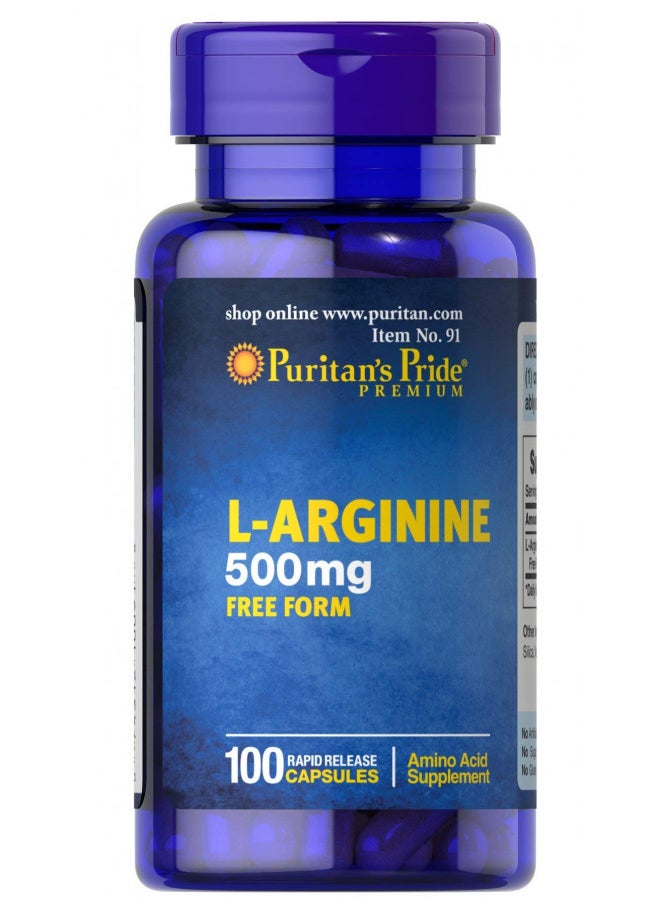 Puritan's Pride L-Arginine 500 mg, Heart Health Support, 100 Count