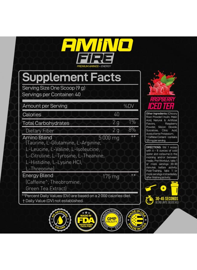 Forzagen Amino Fire 40 Servings, Energy Blend with BCAAS (Raspberry Iced Tea)